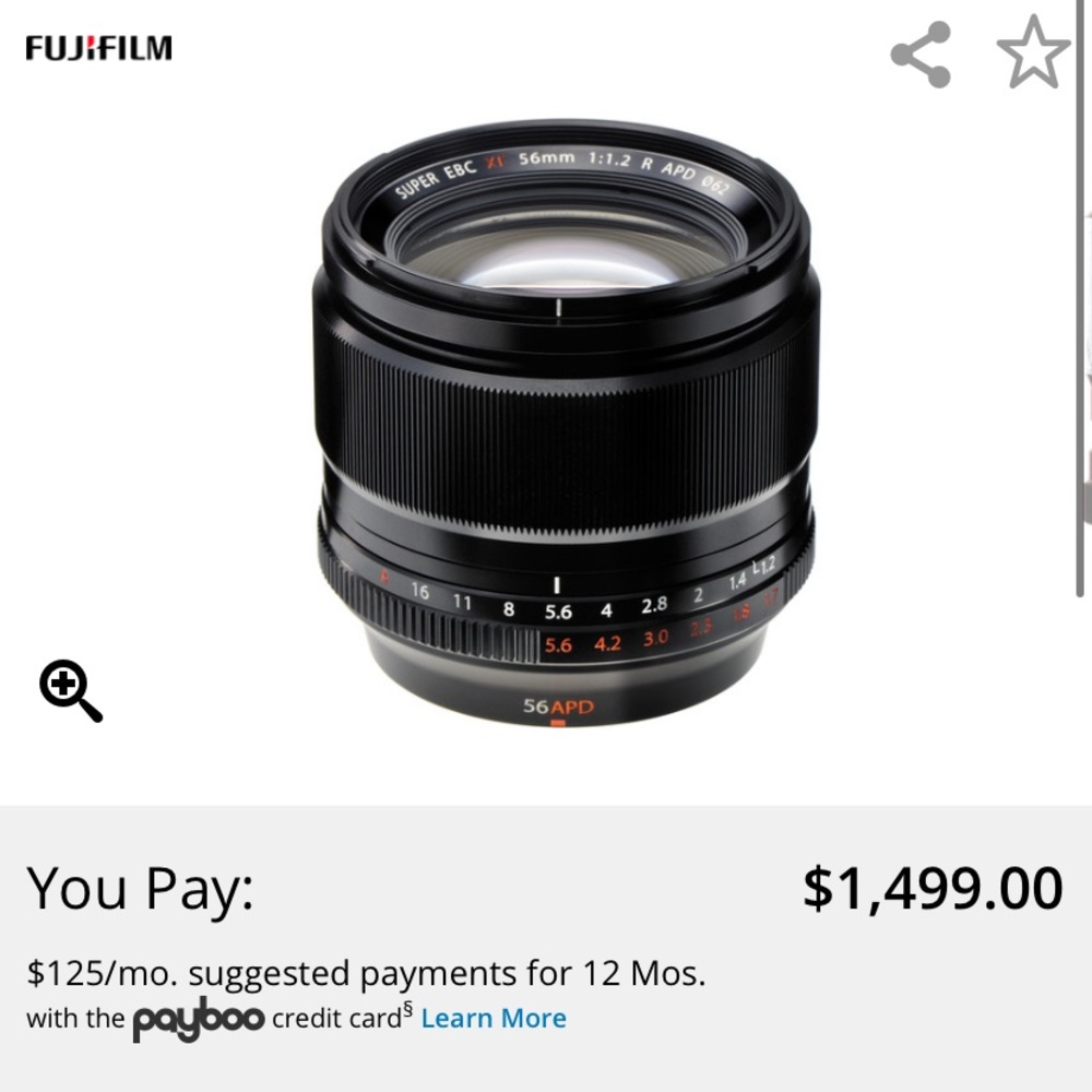 Fujifilm 56mm 1.2 APD lens.
